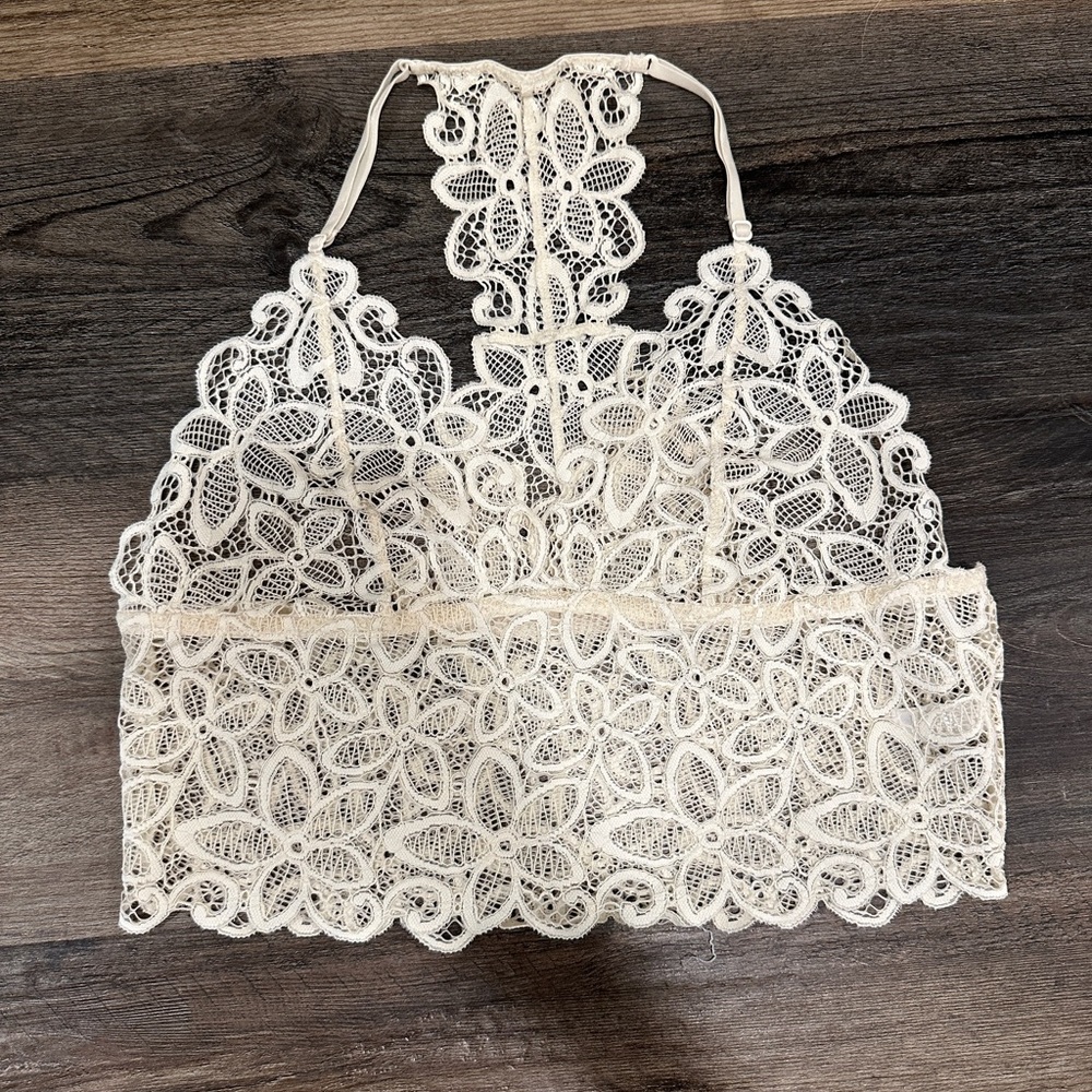 Cream Flower Lace Bralette